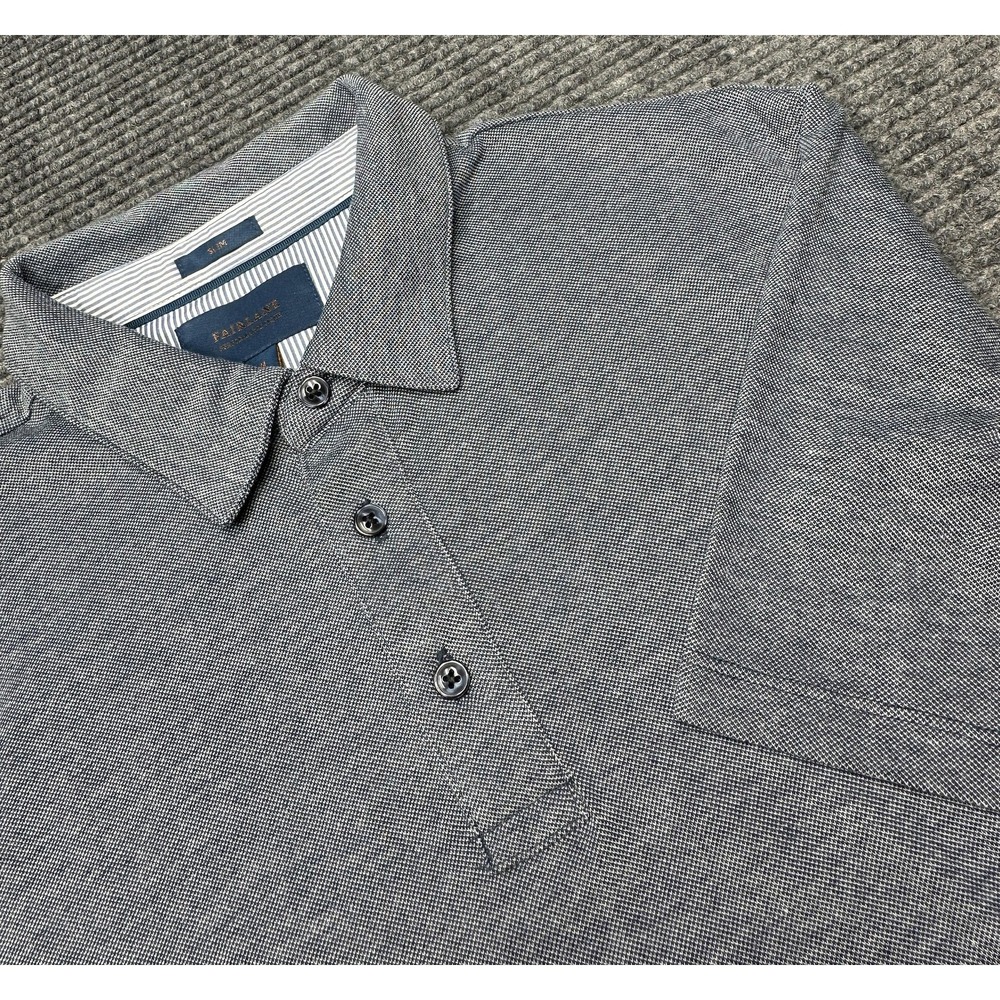 Fairlane Polo Shirt Mens Medium Blue Performance Pique Stretch Knit Anti-Odor